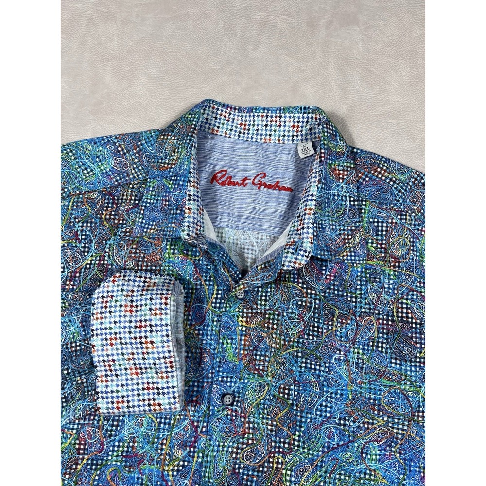 Robert Graham Shirt Size XXL Gustave Multicolored Paisley Flip Cuff Button Down